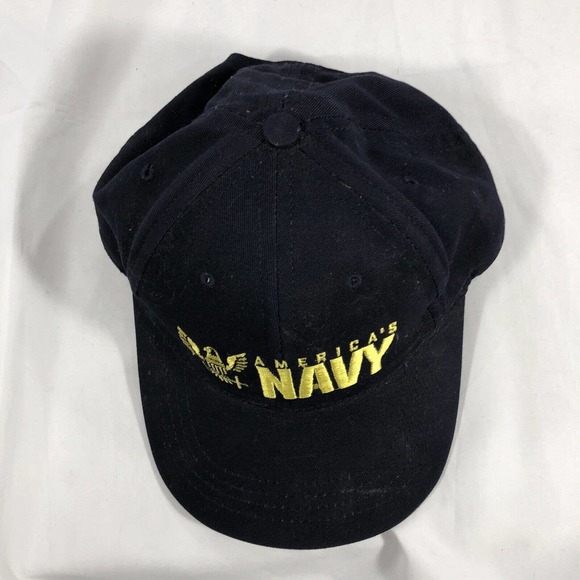 Americas Navy Hat Cap Strap Back Mens Military Adjustable Logo USA Made One Size - Picture 6 of 12